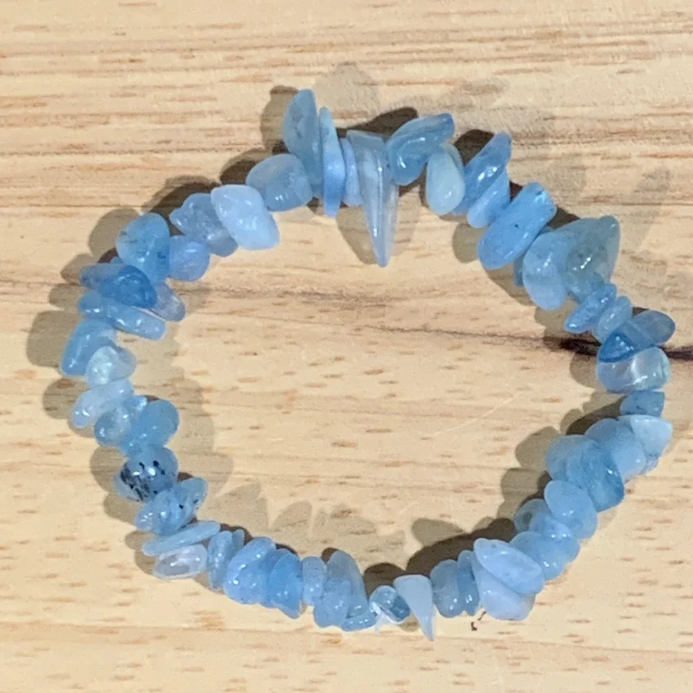 Handmade Chip Stone Bracelet Set Women OS Purple Blue Teal Boho Crystal Healing